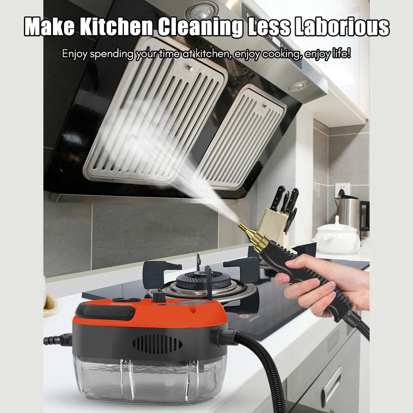 1500W High Power Handheld Steam Cleaner Household 6 Speeds Adjustable Practical Steam Cleaner for Car Refrigerator Kitchen