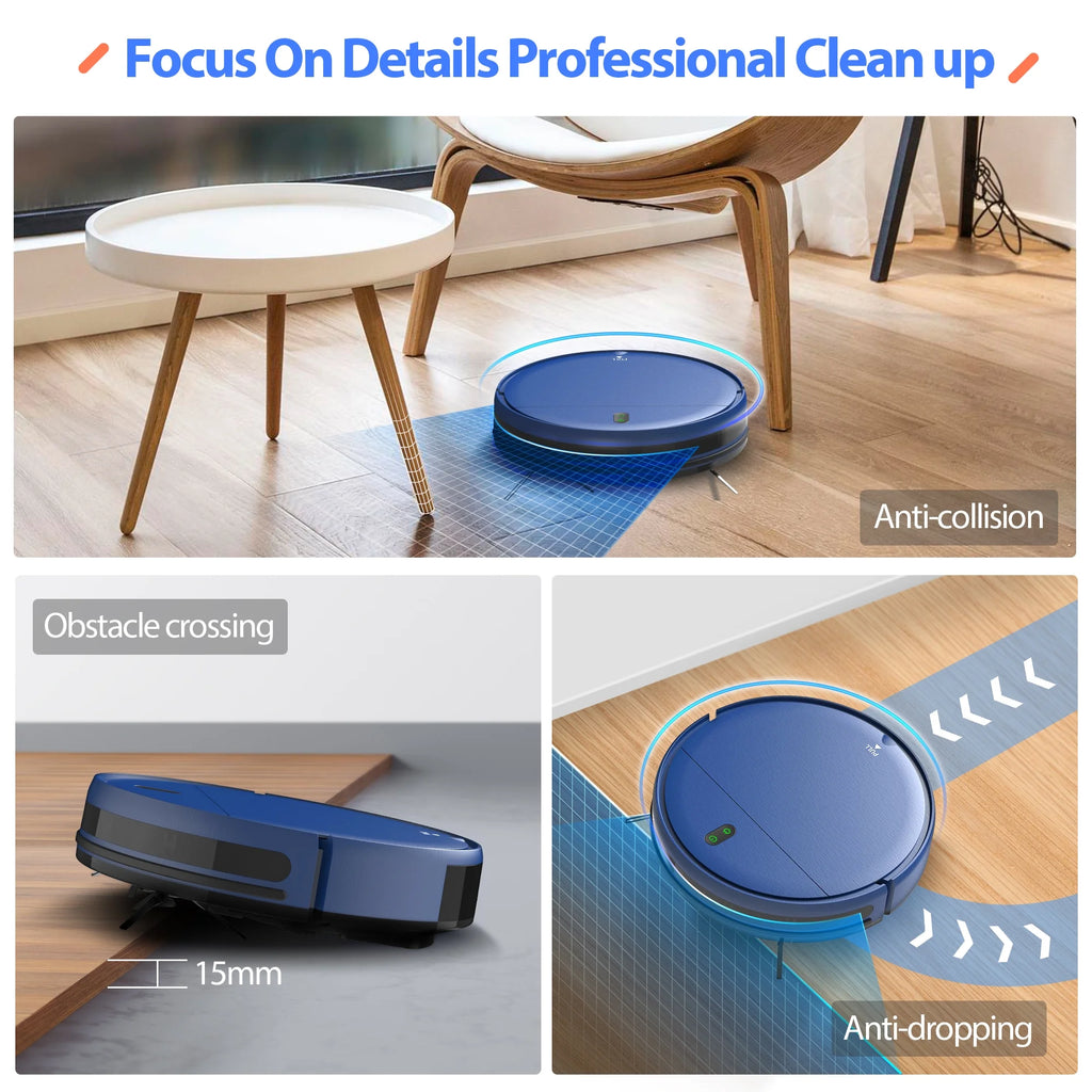 BR151 Robot Vacuum Cleaner, Robot Vacuum and Mop Combo Compatible with Alexa, Blue