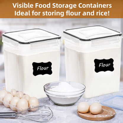 Keep Your Kitchen Organized with 4 Stackable 5.2L Airtight Cereal Containers - Includes Lids, Spoons, Labels, and Pen for Effortless Food Storage