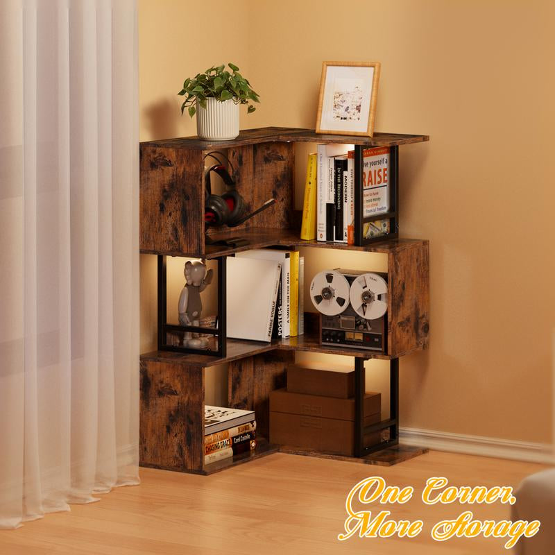 Space-Saving Elegance: Decofy 3-Tier Corner Bookcase in Premium Wood for Home and Office