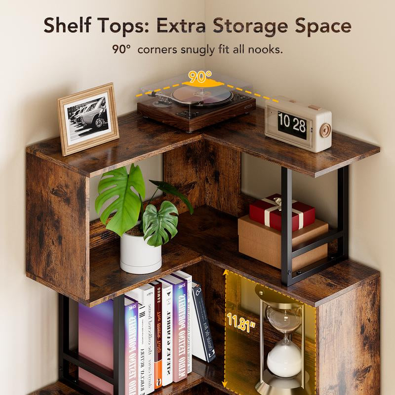 Space-Saving Elegance: Decofy 3-Tier Corner Bookcase in Premium Wood for Home and Office