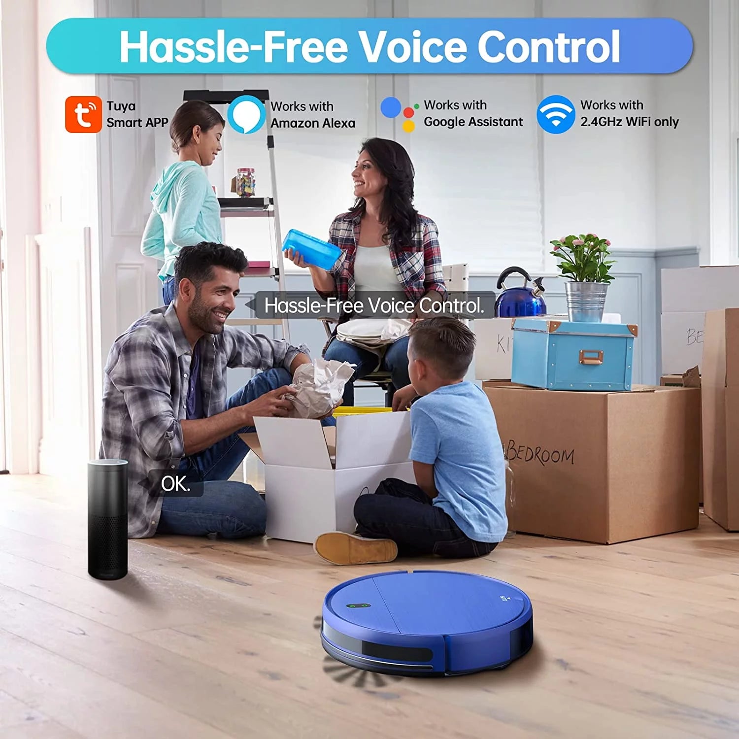 BR151 Robot Vacuum Cleaner, Robot Vacuum and Mop Combo Compatible with Alexa, Blue