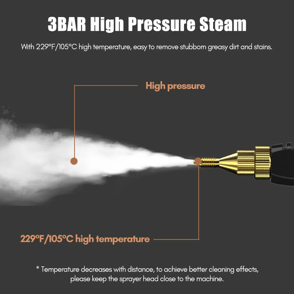 1500W High Power Handheld Steam Cleaner Household 6 Speeds Adjustable Practical Steam Cleaner for Car Refrigerator Kitchen