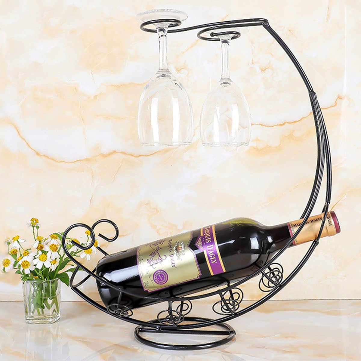 Moon Ship Stainless Steel Wine Rack - Elegant Bottle Holder for Stylish Home Decor and Unique Gift Idea